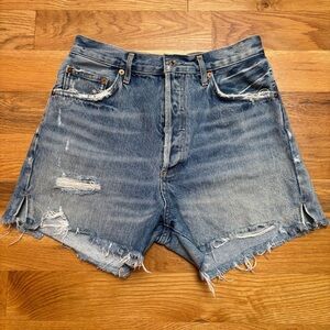 AGOLDE Distressed Blue Denim Women Shorts